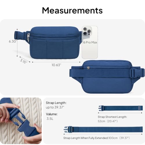 TOPEAST Waist Pack 3.5L Fanny Packs with Water Bottle Holder - color: Navy