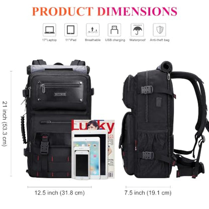 WITZMAN Travel Backpack for Men Duffle Bags Fits 17 Inch Laptop - color: Black