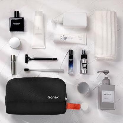 Gonex Travel Toiletry Bag for Men, Water Resistant Dopp Kit for Toiletries - color: Black & Orange