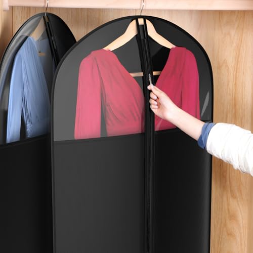 Univivi Garment Bag Suit Bag for Storage and Travel, 54 Inch, Set of 6 - size: 24"X54"-6pcs - Black
