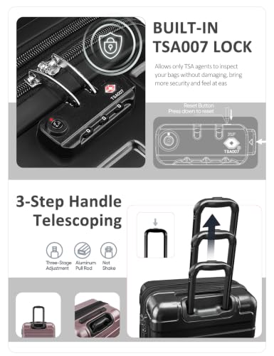 Tolino Carry on Luggage 20 Inch Expandable Suitcases with Wheels - color: Cyber Blcak, size: S(20 In Carry-on)