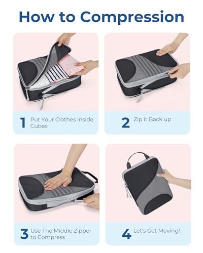 Bagsmart Compression Packing Cubes, Travel Bag Cruise Ship Essentials - color: Jet Black