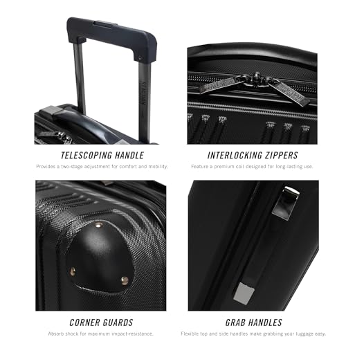 Kenneth Cole REACTION Out of Bounds Lightweight Hardshell 4-Wheel Spinner Luggage, Midnight Black, 20-Inch Carry On - color: Midnight Black, size: 20-Inch Carry On