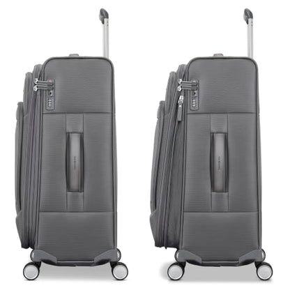 Samsonite Soft-Sided 2-PC: 20/29” (Carry-on & Large Checked) Lightweight Expandable PortLift Luggage Set: Durable, Four Spinner Wheels, Adjustable Handle, TSA Lock, 2 Front & Side Pocket- Steel Grey - color: Steel Grey, size: 2-Piece (20"/29")