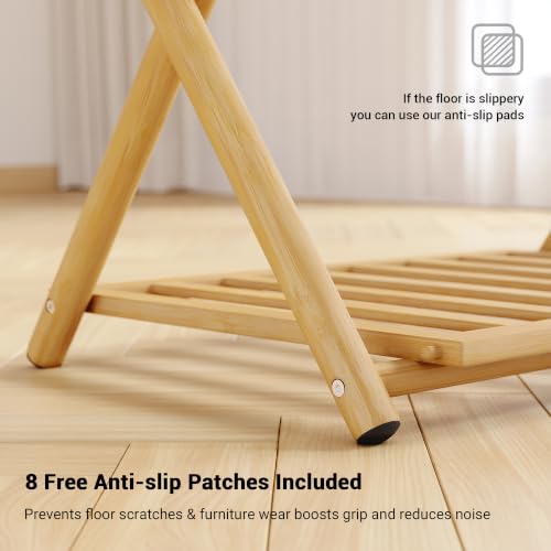 Fully Assembled Foldable Bamboo Luggage Rack for Guest Room - color: Natural-Rounded Bamboo, size: 2 Pack