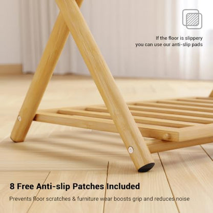Fully Assembled Foldable Bamboo Luggage Rack for Guest Room - color: Natural-Rounded Bamboo, size: 2 Pack