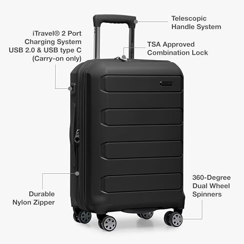 Traveler's Choice Pagosa Hardshell Expandable Luggage with Spinner Wheels, Black, 27-Inch Medium - color: Black, size: 27-Inch Medium