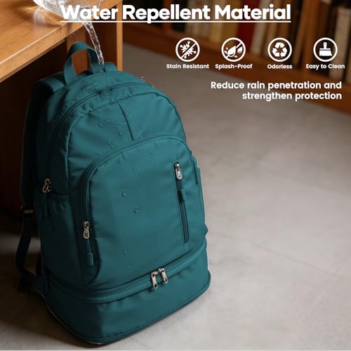 Gym Backpack for Women, Dance Volleyball Backpacks With Shoe Compartment - color: Peacock Blue