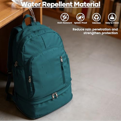 Gym Backpack for Women, Dance Volleyball Backpacks With Shoe Compartment - color: Peacock Blue