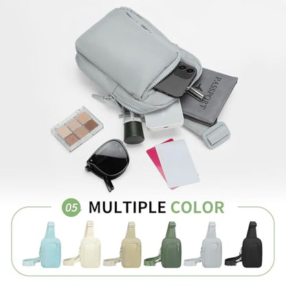 Mini Sling Bag for Men Women Fits for 6.3" Phone, Light Grey - color: 2 Pocket-light Grey