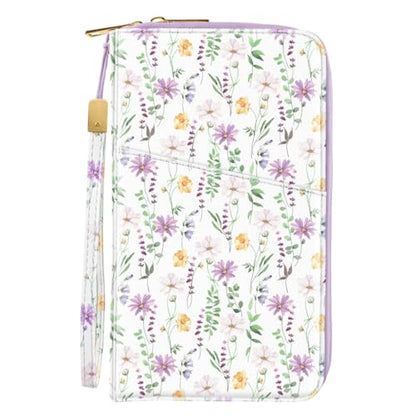 Family Passport Holder Wallet RFID Blocking Document Organizer - color: White Daisy