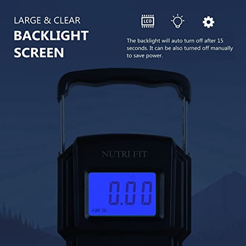 NUTRI FIT Luggage Scale Digital Suitcase Weighing Fish Portable for Travel - color: Jet Black