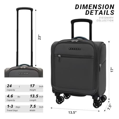 Verage Underseat Carry On Luggage with Wheels,14-Inch,Gray - color: Grey, size: 14-Inch Compact Underseat