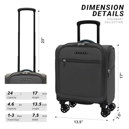 Verage Underseat Carry On Luggage with Wheels,14-Inch,Gray - color: Grey, size: 14-Inch Compact Underseat