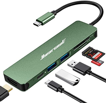 Hiearcool 7-in-1 USB C Hub, USB C Dongle Compatible for MacBook, Green - color: Green