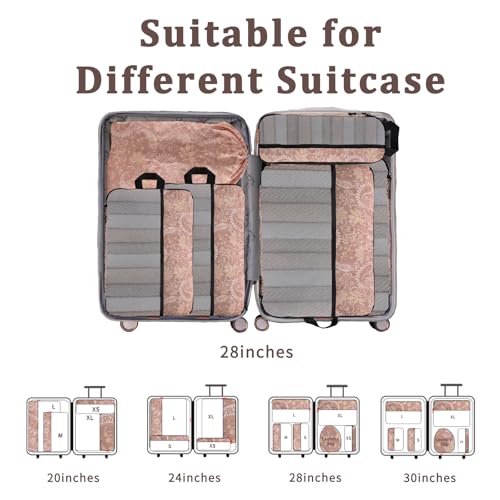 U+U 6 Set Compression Packing Cubes, Travel Organizers (Paisley Pattern) - color: Paisley Pattern, size: 6 Set