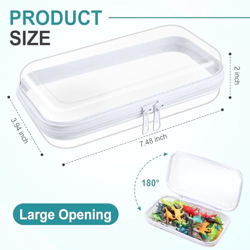 Hoolerry 4 Pcs Hard Clear Zipper Case,Clear,7.5 X 3.9 X 2 In,White - color: White, size: 7.5 x 3.9 x 2 in