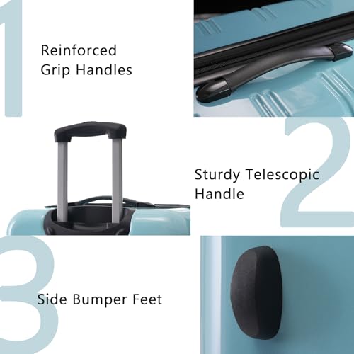 Merax 3-Piece Hardshell Luggage Set,Gradient Travel Suitcases,Blue+Multi - color: Gradient Blue, size: 3 Piece(20/24/28)