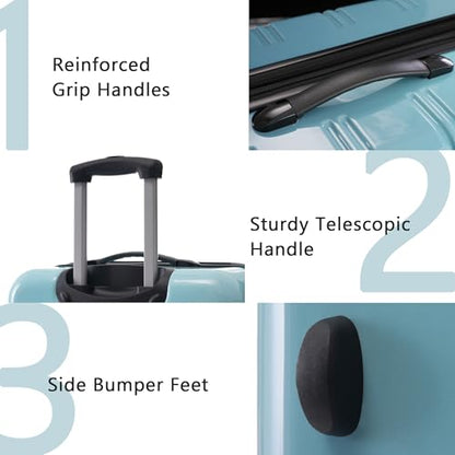 Merax 3-Piece Hardshell Luggage Set,Gradient Travel Suitcases,Blue+Multi - color: Gradient Blue, size: 3 Piece(20/24/28)