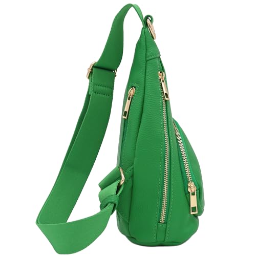 FashionPuzzle Compact Triangle Sling Bag - color: Kelly Green