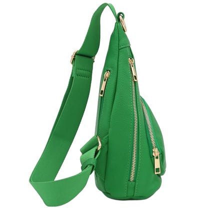 FashionPuzzle Compact Triangle Sling Bag - color: Kelly Green