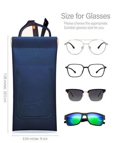 Eyeglass Cases Soft 2 Pack - Squeeze Top Anti Scratch Sunglasses Soft Case for Reading Glasses/Sunglasses Storage. - color: Royal Blue