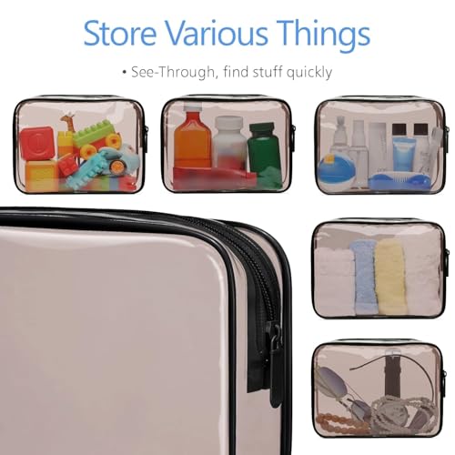 PACKISM Clear Makeup Bag Travel - TSA Approved Toiletry Bag, Black Brown - color: Z- Black Brown, size: Medium Set