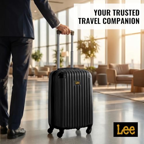 Lee Carry On Luggage with Wheels, 21" TSA Approved Hard Shell Suitcase - color: Black