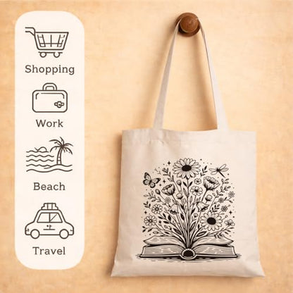 Book Lover Tote Bag with Funny Reading Quote Bag - color: Book 02