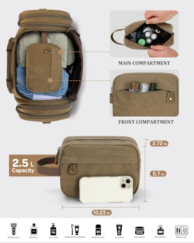 Gonex Canvas Duffle Bag, Expandable 60L Travel Overnight Weekender Bag - color: Coffee, size: X-Large-60L (With Toiletry Bag)