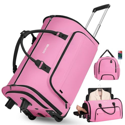 DEVPNR Rolling Garment Bags for Travel 59L, Pink - color: Pink