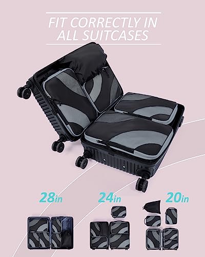 BAGSMART Compression Packing Cubes for Travel - color: Black, size: Set of 2