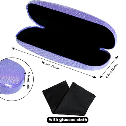 Eyeglass Case Hard Shell,Hard Sunglass Cases with Cleaning Cloth for Women,Glitter Protective Case - color: Style 1