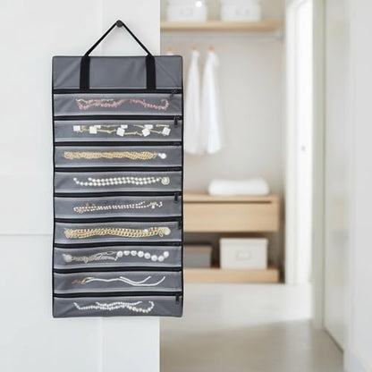 UnionPlus Velvet Jewelry Roll Organizer, 9 Grids, Black - color: Black, size: 9-Grids
