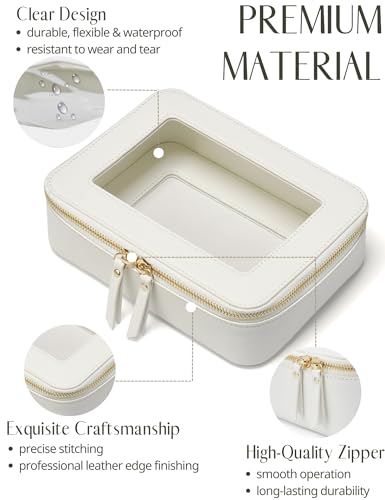 Popvibe Clear Makeup Bag with Zipper, Set of 2, Mini and Medium, White - color: White, style: Mini & Medium