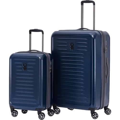 Spyder Rails 2 Piece Luggage Set with 360° Spinner Wheels, TSA Approved Lock, Expandable Hard Shell Suitcases (20 Inch Carry On + 29 Inch Checked) - color: Carbon Blue, size: 2-Piece Set
