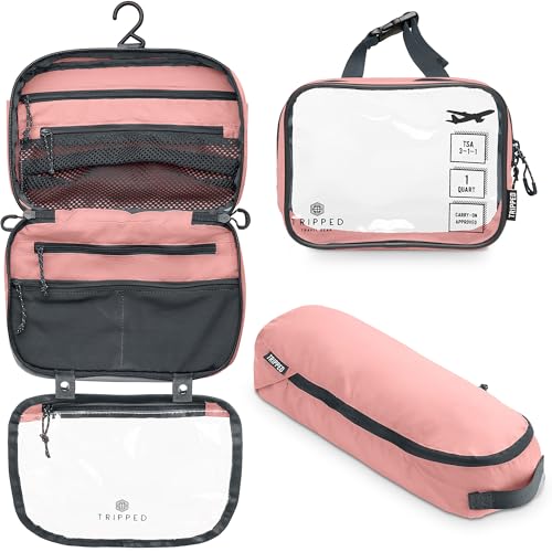 TRIPPED Travel Gear 3-Piece Travel Toiletry Bag Set - color: Pink