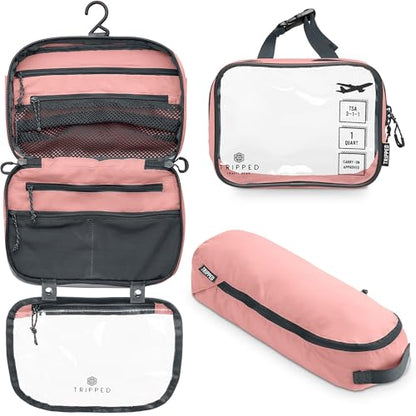 TRIPPED Travel Gear 3-Piece Travel Toiletry Bag Set - color: Pink