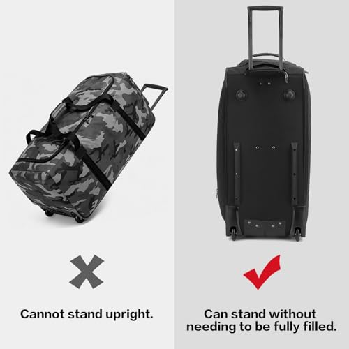 Large Rolling Duffle Bag with Wheels and Handle 85L 29 inch Travel Duffel Bag for Men Women with Shoe Compartment & Wet Pocket, 2 Wheeled Checked Luggage for Business Travel Long Trips, Black - color: Black