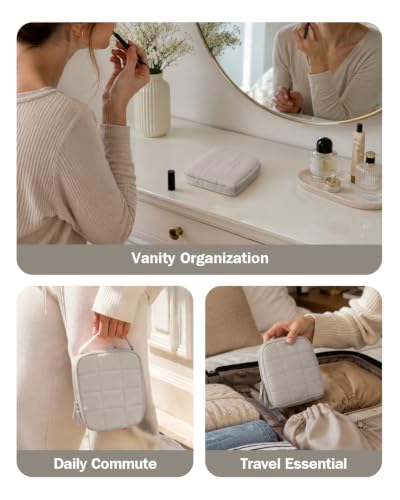 Travel Jewelry Case with Necklace Holder, Earring and Ring Organizer, Camel - color: Camel