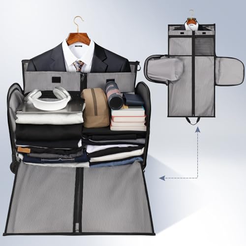 2-in-1 Rolling Garment Bag w/Wheel,Lightweight/Waterproof - color: Black