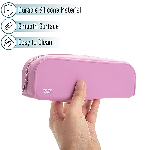 Mr. Pen- Silicone Pencil Case, Aesthetic Pencil Bag for Women, Makeup Pouch - color: Dusty Pink