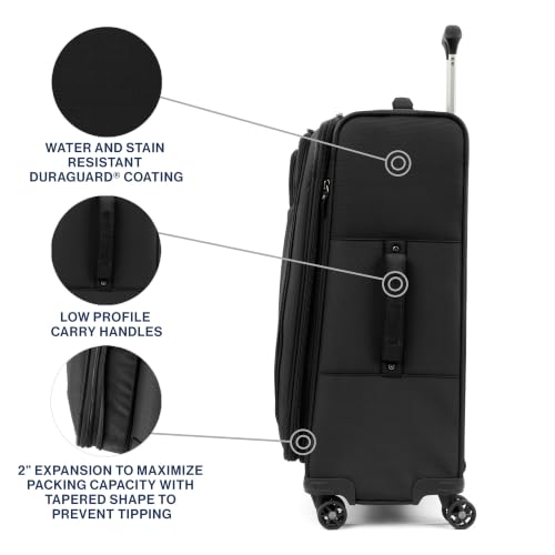 Travelpro Tourlite Softside 25" Expandable Luggage with 4 Spinner Wheels, Lightweight Suitcase, Checked Medium, Black - color: Black, size: Checked-Medium 25-Inch
