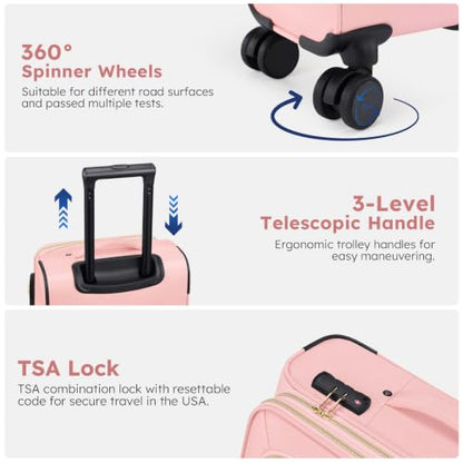 Softside Expandable Carry On Luggage, 20in Carry on Suitcase with Wheels - color: Pink