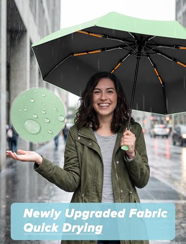 Yoobure Travel Compact Umbrellas for Rain, UV Umbrella for Sun Protection - color: Green-Just 1pc