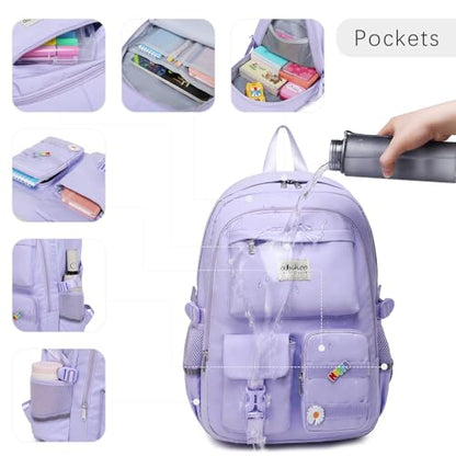 abshoo School Backpack for Girls Teen Elementary Middle High School Bookbag - color: Purple