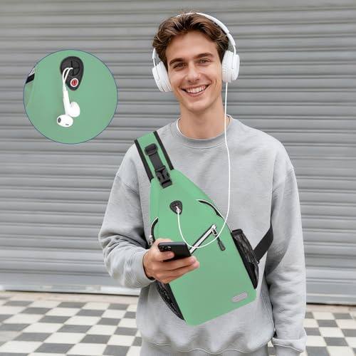 MOSISO Small Sling Bag for Men, Crossbody Shoulder Chest Daypack Bag - color: Wllow Green