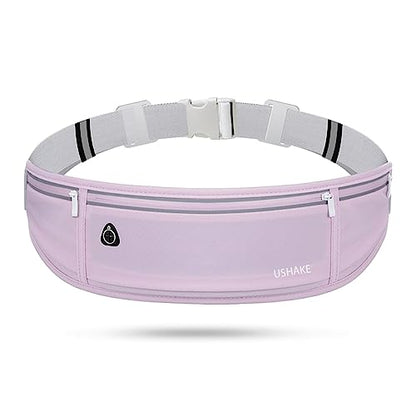 USHAKE Slim Running Belt, Bounce Free Fanny Pack Phone Holder - color: Light Purple