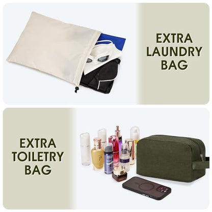 WANDF Personal Item Travel Bag, Carry On Weekender Bag for Women - color: Dark Green