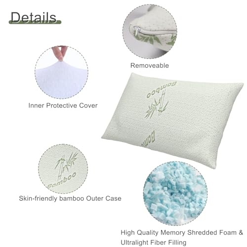 Camping Pillow for Sleeping 2 Pack,Filled in Shredded Memory Foam - size: 2 pack(16.5x11.8in)